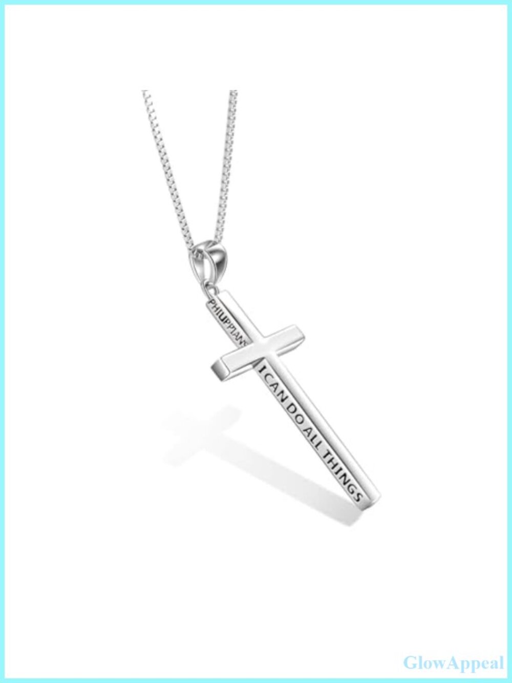 Sterling Silver Cross Necklace Philippians 4:13 Inspirational